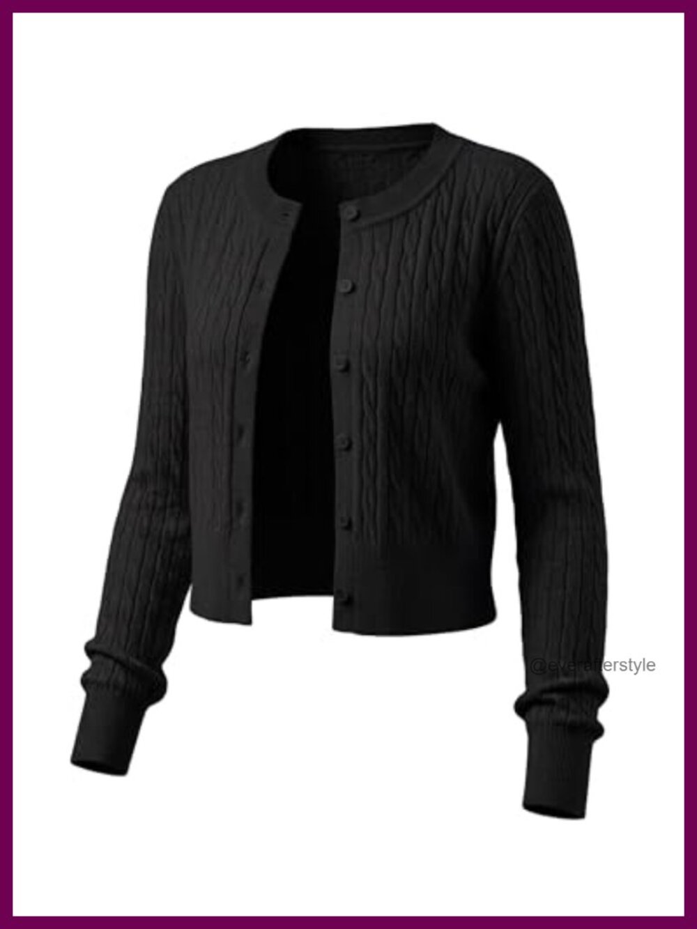 Lightweight Cropped Cardigan Sweater Button Front Crewneck